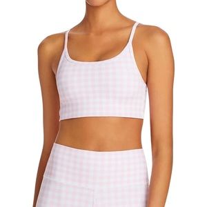 NWOT - Aqua Gingham Athletic Pink and White Sports Bra